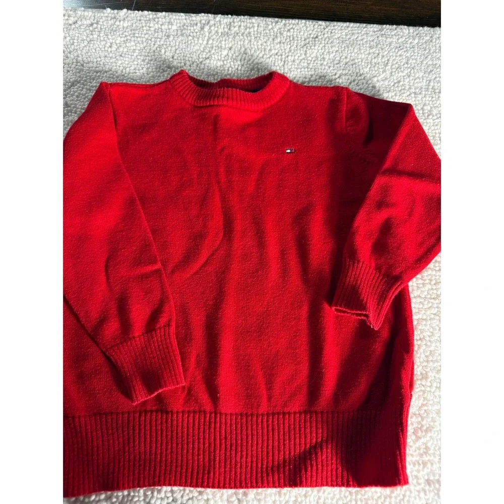Tommy Hilfiger Kids Red Sweater‎ 3T Pullover Crew Neck Logo